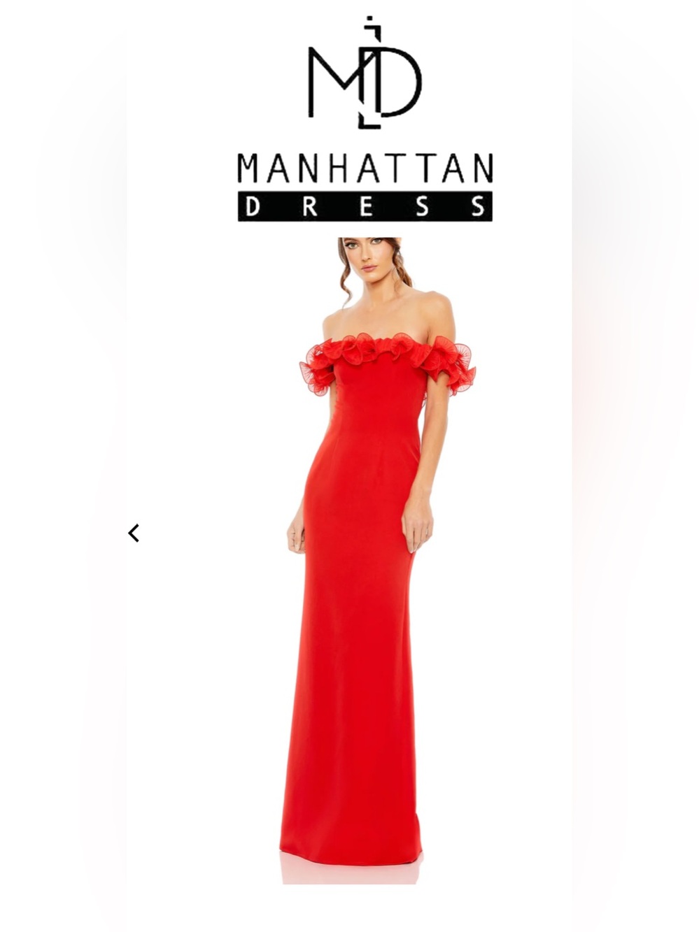Ieena-Mac Duggal Off the Shoulder Ruffle Detail Column Gown Red size 16 #49643